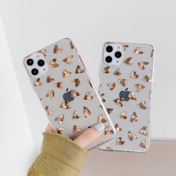 Gold Heart Love Clear Electroplate iPhone Case - Picture 3 of 4